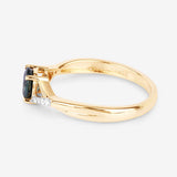 0.88 Carat Genuine Blue Sapphire and White Diamond 14K Yellow Gold Ring