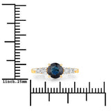 1.38 Carat Genuine Blue Sapphire and White Diamond 14K Yellow Gold Ring