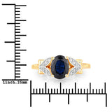 1.62 Carat Genuine Blue Sapphire and White Diamond 14K Yellow Gold Ring