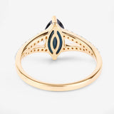 1.50 Carat Genuine Blue Sapphire and White Diamond 14K Yellow Gold Ring