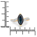 2.26 Carat Genuine Blue Sapphire and White Diamond 14K Yellow Gold Ring