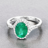 1.92 Carat Genuine Zambian Emerald and White Diamond 14K White Gold Ring