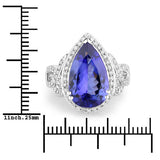5.78 Carat Genuine Tanzanite and White Diamond 14K White Gold Ring