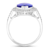 5.57 Carat Genuine Tanzanite and White Diamond 14K White Gold Ring