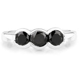 1.22 Carat Genuine Black Diamond .925 Sterling Silver Ring