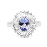 2.47 Carat Genuine Tanzanite and White Topaz .925 Sterling Silver Ring