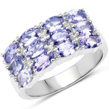 3.00 Carat Genuine Tanzanite .925 Sterling Silver Ring