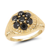 14K Yellow Gold Plated 1.40 Carat Genuine Black Diamond .925 Sterling Silver Ring