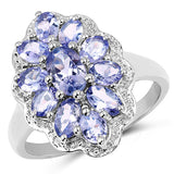 2.46 Carat Genuine Tanzanite .925 Sterling Silver Ring