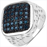 0.54 Carat Genuine Blue Diamond .925 Sterling Silver Ring