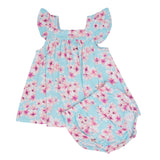 Pretty Pink Floral Ruffle Dress with Bloomer