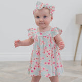 Pretty Pink Floral Ruffle Dress with Bloomer