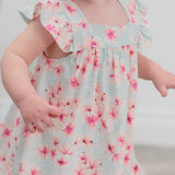Pretty Pink Floral Ruffle Dress with Bloomer