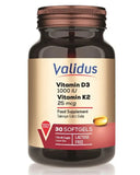 Validus Vitamin D3 & K2 Supplement for Bone Support 30 Softgels