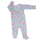 Pretty Pink Floral Zipper Footie
