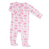 Pink Elephant Zipper Footie
