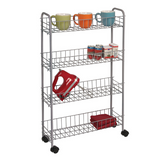 4 Tier Slim Rolling Storage Multipurpose Shelf Cart Black Finish - Premium  from Herdzco Supplies - Just $36.99! Shop now at Herdzco Supplies